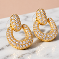 NOORÉ Crystal Drop Hooped Gold Plated Earrings