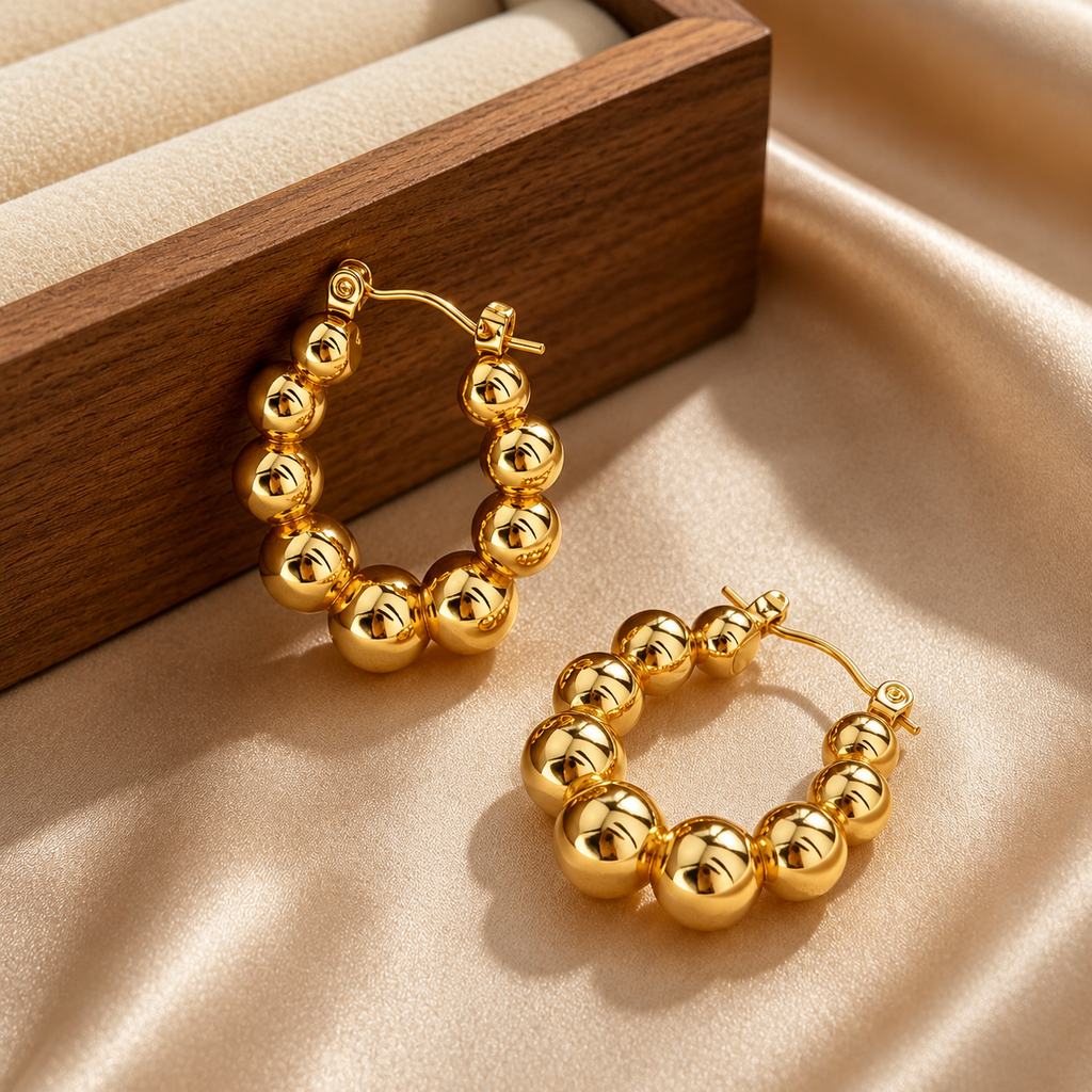 NOORÉ Waterproof Earrings for Women, 18K Gold Plated PVD Coated  with Artificial Pearl