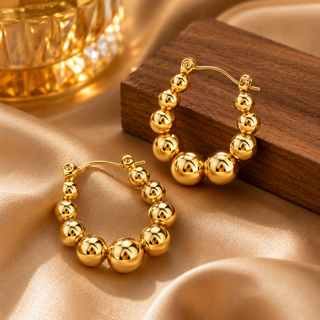 NOORÉ Waterproof Earrings for Women, 18K Gold Plated PVD Coated  with Artificial Pearl