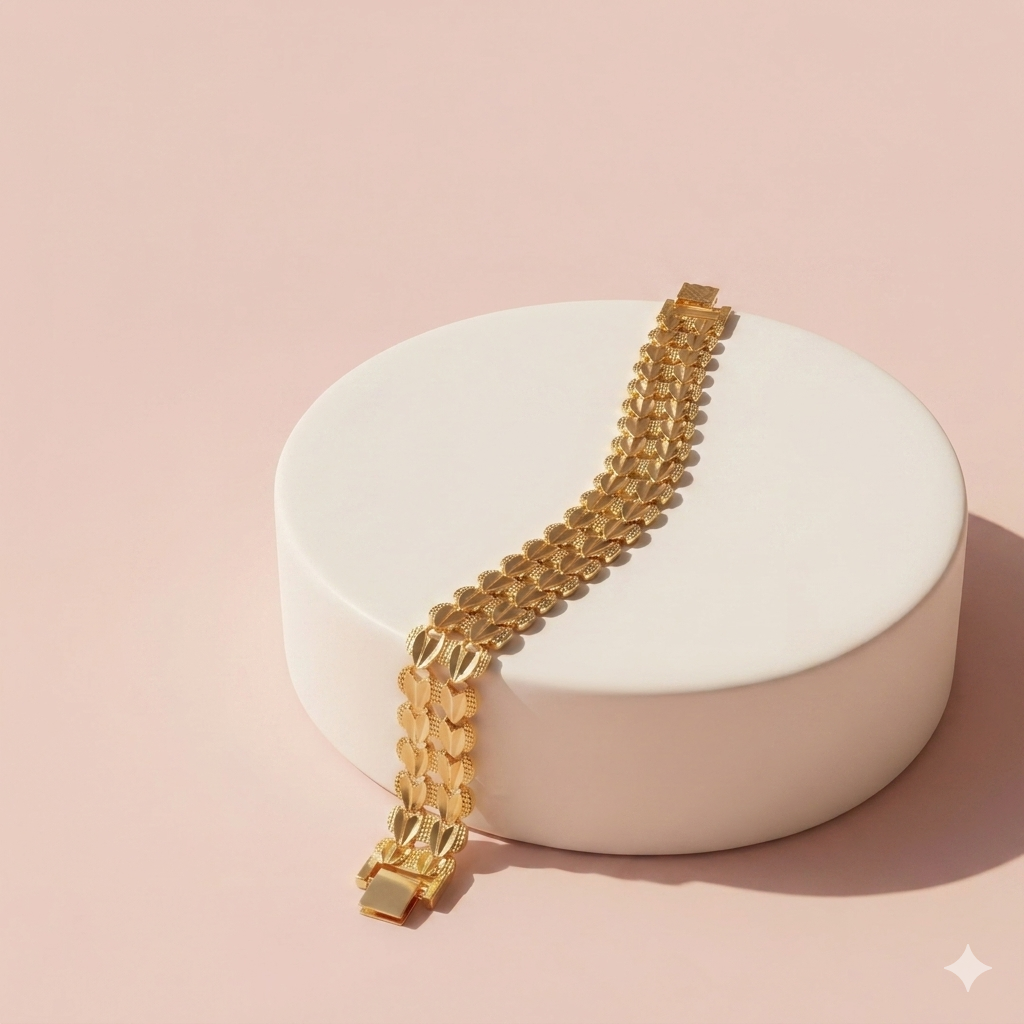 NOORÉ Waterproof 24k Gold Plated Hypoallergenic Double Heart Link Bracelet