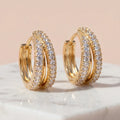 NOORÉ Micro Crystal Pavé Gold Plated Earrings