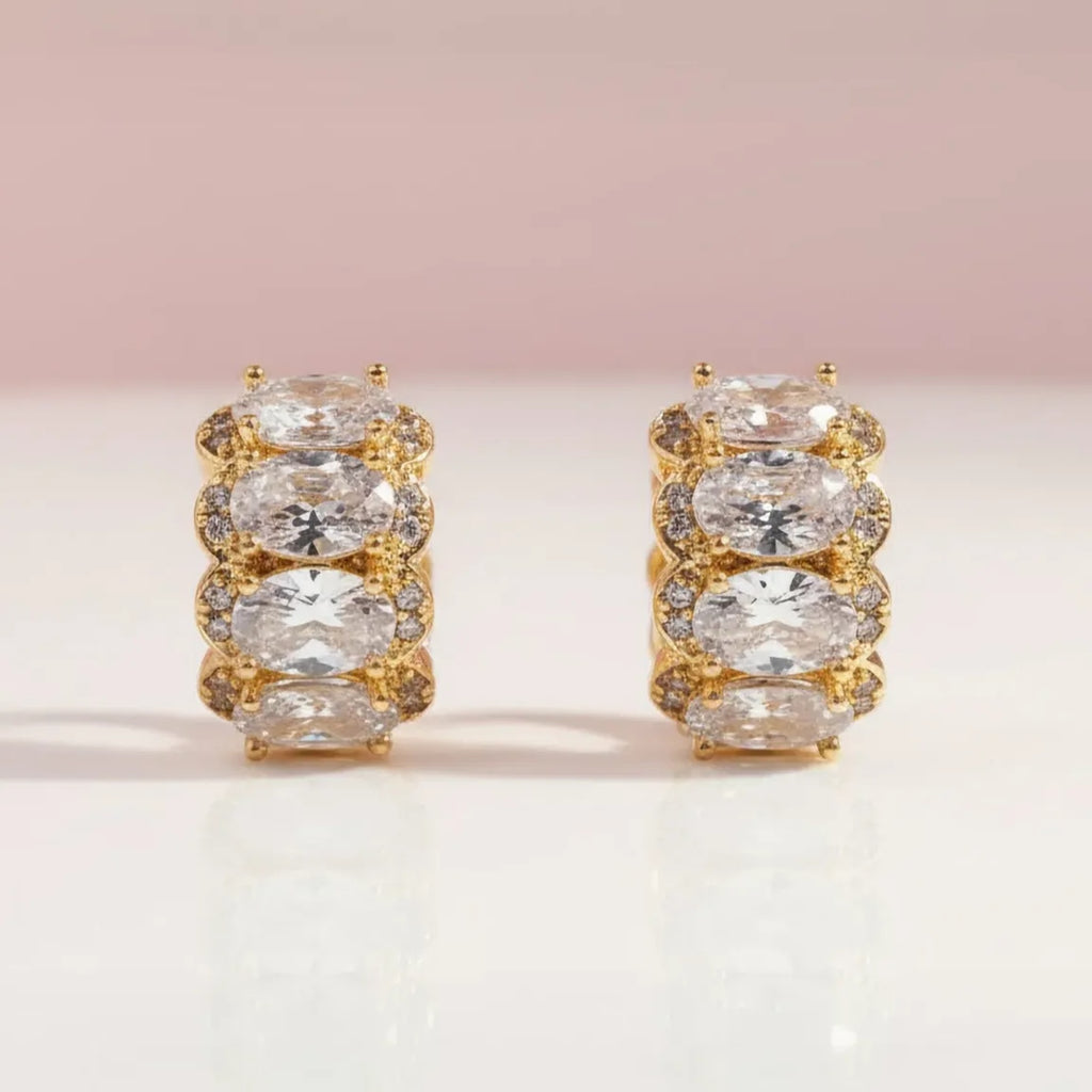 NOORÉ Micro Crystal Huggie Hoop Earrings