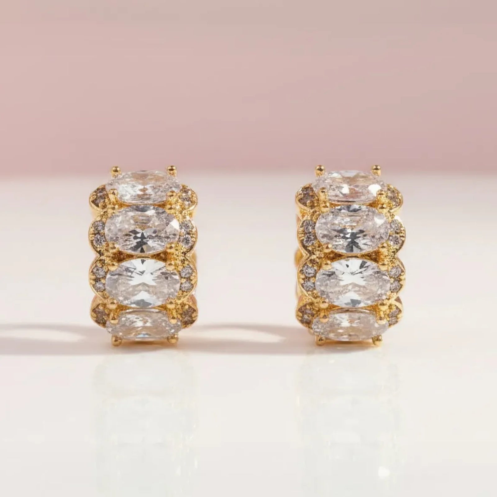 NOORÉ Micro Crystal Huggie Hoop Earrings