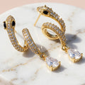 NOORÉ Snake Teardrop Gold Plated Earrings