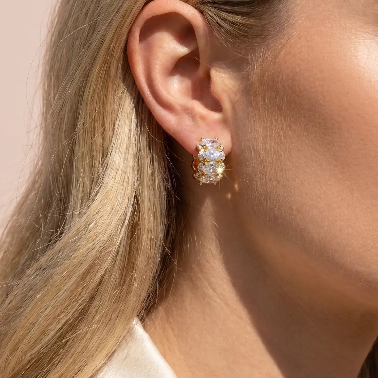 NOORÉ Micro Crystal Huggie Hoop Earrings
